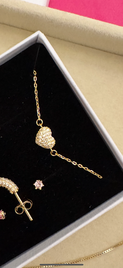 Mini Bubble CZ Heart Bracelet
